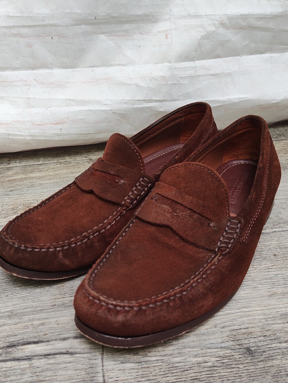 Johnston & Murphy Brown Suede Baldwin Penny Loafers,Sz 10M - Picture 2 of 8